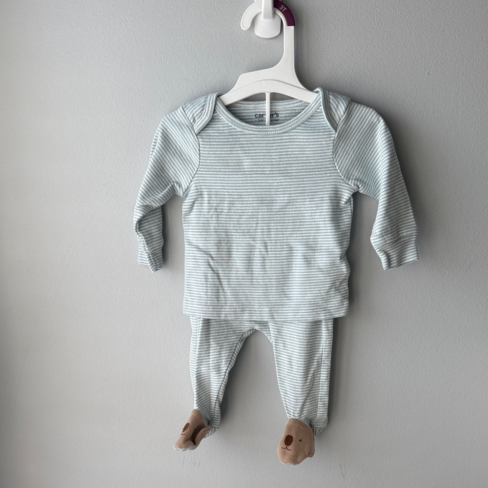 Carter’s Blue Striped Koala Footie Two Piece Outfit